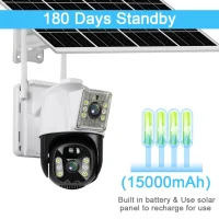 دوربین اسپیددام دولنز خورشیدی سیمکارتی V380 با یکسال گارانتی چشمان بیدار آریا بدون نیاز به نصاب با بهترین قیمت دید در شب رنگی و پلاک خوانی با باطری 1500 تا 150 روز