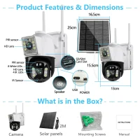 دوربین اسپیددام دولنز خورشیدی سیمکارتی V380 با یکسال گارانتی چشمان بیدار آریا بدون نیاز به نصاب با بهترین قیمت دید در شب رنگی و پلاک خوانی با باطری 1500 تا 150 روز انتقال تصویر سیمکارت همراه اول با خدمات پس از فروش