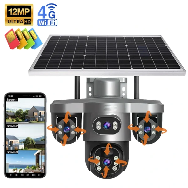 دوربین خورشیدی سیم‌کارتی 3 لنز T12-V380