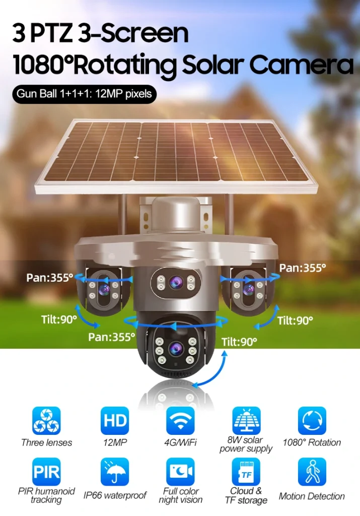 دوربین خورشیدی سه لنز V380